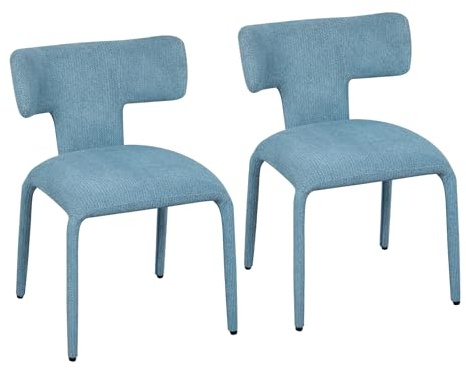 WOLTU Esszimmerstühle 2er Set, aus Leinen, Raureifblau | Küchenstühle, mit Rückenlehne, Metallgestell, 150 kg belastbar, für Küche Wohnzimmer Schlafzimmer