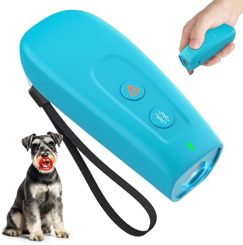 MASBRILL Ultraschall Anti-Bell-Gerät für Hunde, Handheld – 2 Modi (Ton & Ultraschall) mit Schutzsystem, Wiederaufladbar, 15 Tage Akku, Kompakt & Tragbar für Training zu Hause & Spaziergänge (Blau)