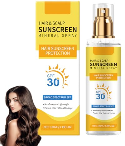 Spray mineral protector solar para el cuero cabelludo, protección nutritiva del cuero cabelludo SPF 30, spray de protección UV ligero y no graso para la separación y áreas más delgadas, protege contra