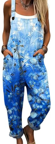 DOTBUY-SHOP Combinaison Femme Chic Élégante, Salopette Femme Ete Fluide Plage Salopette Décontractée Casual avec Poches Légère Respirante pour Été Fête