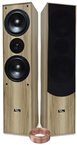 Evidence Acoustics Paire d'enceintes colonnes EA700-WOOD - HiFi Home-Cinéma - Bass Reflex 3 Voies - 2x500W PMPO - Chêne Clair, 1