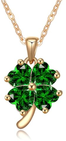 Crystalline Azuria Damen 18ct Vergoldet Zirkonia Kristalle Glücksklee Halskette Anhänger für Damen und Mädchen