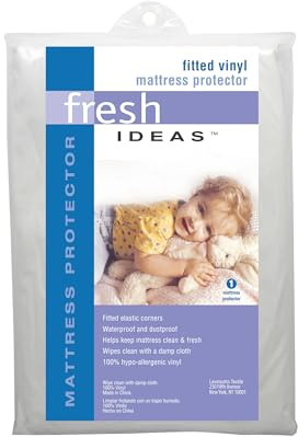 Levinsohn FRE111WHIT02 100% Vinyl Hypoallergenic, Fresh Ideas Waterproof Mattress Protector, Full White