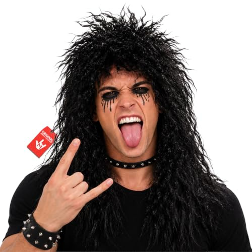 Fun Shack Rocker Perücke Herren – 80er Jahre Vokuhila Kostüm Zubehör für Karneval, Fasching oder Mottoparty | Rock-Legend-Perückenkostüm inklusive, perfekt für Halloween, ideal für Kostüme
