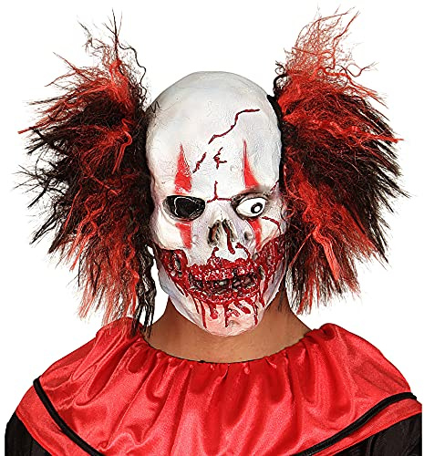 W WIDMANN MILANO Party Fashion - Totenkopf Clown Maske | Gruselige Horror-Maske mit Haaren für Halloween, Karneval, Mottopartys