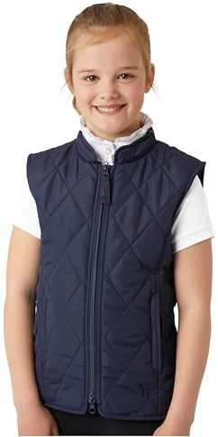 HORZE Kid's Unisex Quilted Softshell Lightweight Windproof Equestrian Riding Vest - Peacoat Dark Blue - XS
