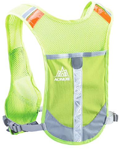 TRIWONDER Laufweste Damen und Herren, Leichter Trinkrucksack mit verstellbaren Brustgurten, Reflektierende Trinkweste für Trailrunning Marathon Joggen Wandern Radfahren (Grün - Nur Weste)