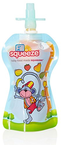 Packung mit 2 Fill n Quetsch Beutel mit der Ella-Küche und anderen wiederverwendbaren Lebensmittel Beuteln und Entwöhnungs Produkten kompatibel