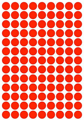 234 Klebepunkte, 20 mm, Neon rot, aus PVC Folie, Markierungspunkte, Punkt, Vinyl, leuchtend, rund, selbstklebend