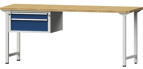 ANKE | Werkbank | Gestellbauweise Serie V | 2 Schubladen | Breite 2000 mm | Buche massiv