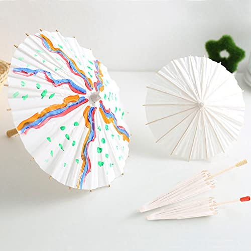 vitt papper parasoll paraply bröllop brud fest dekorativ rekvisita för cosplay målning självgörande (20 cm)