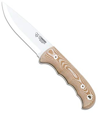 Cudeman Cuchillo 148-XC Bushcraft + kit completo supervivencia hoja de acero inoxidable Böhler N-695 de 11 cm empuñadura de micarta marrón de 11,5 cm + Portabotellas regalo