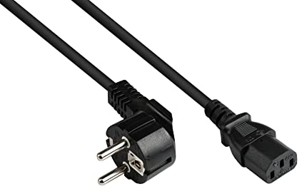Good Connections Netzkabel - 3 m - Schutzkontakt-Stecker Typ E+F (CEE 7/7, gewinkelt) an C13 Kaltgerätebuchse (gerade) - KUPFERLEITER CU - 1,00 mm² - KALTGERÄTE-Kabel für PC, Monitor, u.v.m. - SCHWARZ