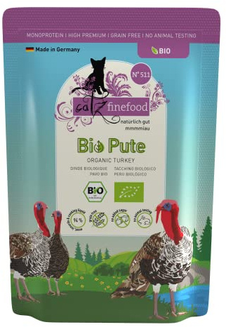 catz finefood Bio Katzenfutter Pute - N° 511 - Nassfutter für Katzen - 12 x 85 g - Ohne Getreide & zugesetzten Zucker (1,02 kg)
