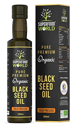 Organic Black Seed Oil 250ml - 100% Pure & Premium Virgin Cold Pressed Nigella Sativa Black Cumin Seed Oil