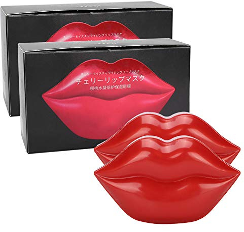 Masque de cerise couchage pour les lèvres 40 pièces, patch levres traitement pour lèvres au peptide collagène baume repulpant pour lèvres hydrate et répare lèvres sèches gercées