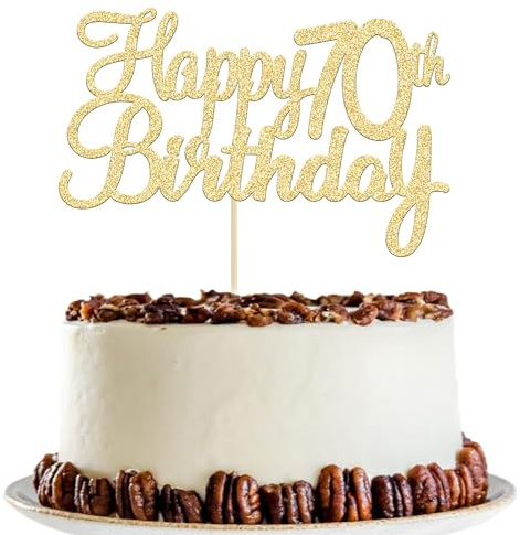 Gyufise 3 Pack Gold Happy 70th Birthday Cake Topper Glitter Happy 70 Cupcake Topper Cheers to 70 Fabulous Cake Decoration for 70th Birthday Party Decoration Supplies