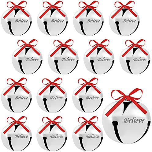 Ferraycle Weihnachtsglocke, 4,1 cm, Weihnachtsschlitten, Dekoration, Glocke, Weihnachtsbaumglocke mit Band, Weihnachtsfeiertagsdekorationen für Heimwerker, Urlaub, Handwerk, Zuhause, Hochzeit (Silber,