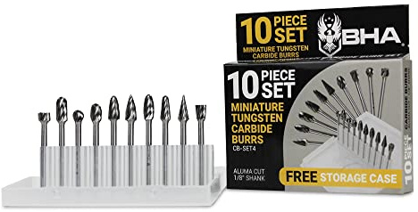 BHA Wolframkarbid-Frässtifte, Drehwerkzeug-Bit-Set für Aluminium und andere NE-Materialien, Gravur- und Präzisionsarbeiten, Aluma-Schnitt mit 0,3 cm Schaft, 10 Stück