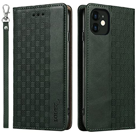 LOLFZ Case for iPhone 11 Pro Max, Leather Flip Wallet Case Card Slots Kickstand Wrist Strap Protective Magnetic Phone Case Cover for Apple iPhone 11 Pro Max - Green