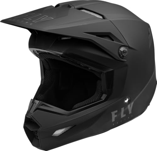 Fly Racing Kinetic Solid Off-Road Motorcycle Helmet – DOT/ECE Approved, Lightweight Dual-Density EPS, TFV Ventilation, Removable Liner – (Matte Black, Youth Large)