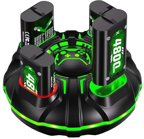 Ukor Fast Charging 4 x 2000mAh Rechargeable Battery Pack with Charger for Xbox Controller Rechargeable Batteries Xbox Accessories for Xbox One/Xbox Series X|S Xbox One S/Xbox One X/Xbox One Elite