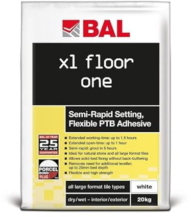 BAL Cement Based Floor & Wall Tile Adhesive | Semi Rapid Setting Tile Adhesive | XL Floor One