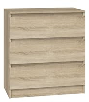 VBChome Kommode mit 3 Schubladen 70 x 40 x 77 cm Eiche Sonoma Grifflose Schubladenkommode Mehrzweckschrank für Flur Schlafzimmer Wohnzimmer Kinderzimmer Modern Eiche Sonoma