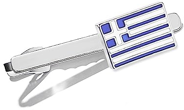 KnBoB Krawattenklammer Herren Silber Blau Weiß Griechische Flagge Tie Clip Krawattennadel