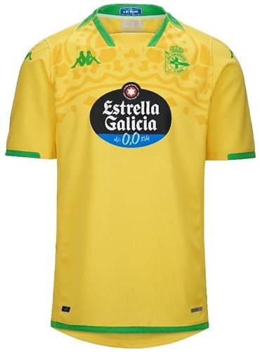 Kappa Kombat Away R.C. Deportivo 23-24, Camiseta Segunda Equipación, Amarillo/Verde, XL, Hombre