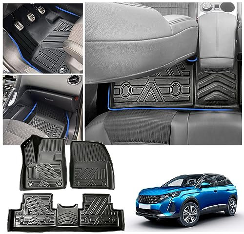 Ruiya Kompatibel mit Peugeot 3008 II 2016-2023 Fußmatten Gummimatten, Autofussmatten Peugeot 3008 Automatten Fußmatten Antirutsch Fußmatte Allwetter matten für Peugeot 3008 Zubehör