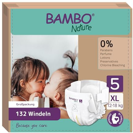 Pañales para bebé Bambo Nature Talla 5-12 a 18kg (PACK 6 X 22UN)