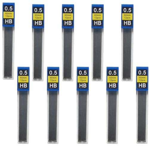 DDKY Bleistiftmine 0,5 mm, 120 Stück 0,5 mm Bleistiftmine, bruchsichere Mine, glattes und klares Schreiben, Druckbleistift zum Schreiben und Zeichnen