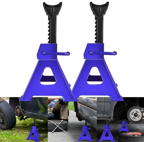 Paire Chandelles de Levage - Chandelles à Crémaillères 3T Supports pour Voiture avec Goupilles Sécurité - Crics et Chandelles Voitures - Outillage Mécanique Atelier, Aides pour Soulever des Véhicules