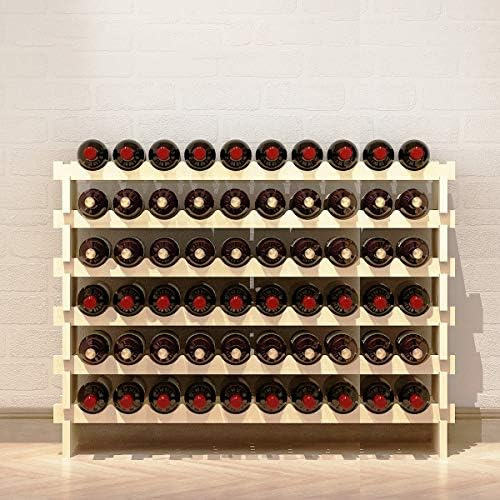 SogesPower Estante de Madera para Vino, Estante Expositor con 6 Niveles y Capacidad para 60 Botellas, Tamaño: 110 x 30 x 80.5cm