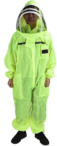 Natudeco Imkeranzug, Schützende Imkerausrüstung, Atmungsaktives Imker-Outfit, Imkeroverall, Schützender Bienenanzug, Kleidung, Fluoreszierend Grün, Einteiliges Reißverschluss-Design