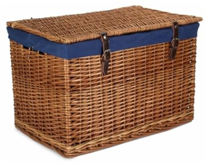 Picknickkorb mit doppelter Dampftruhe, 60 cm, marineblaues Baumwollfutter