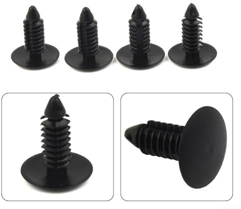 Set di 4 clip per paraurti, copertura anteriore per targa auto, diametro 7 mm, colore: nero