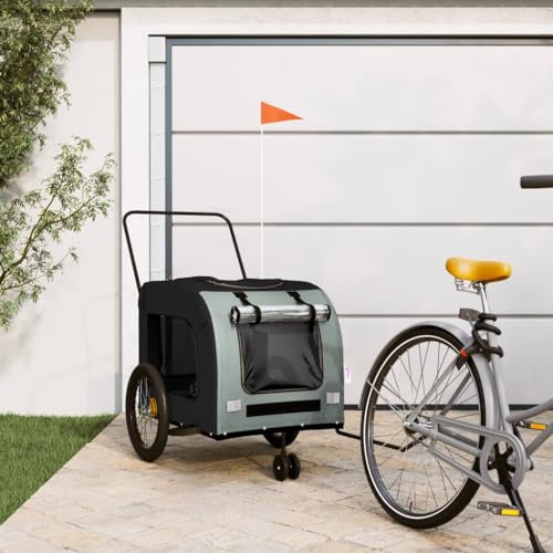 LAPOOH Fahrradanhänger Hunde Schwarz und Grau Oxford-Gewebe und Eisen, Fahrrad Anhänger, Lastenanhänger, Handwagen, Fahrrad-lastenanhänger, Lastenfahrrad - 93860