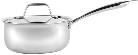 Royalford Stainless Steel Saucepan with Lid, Induction Safe Cooking Multipurpose Sauce Pot Milk Pan Tri-Ply Stainless Steel Heavy Bottom Sauce Pot Cookware, 20cm