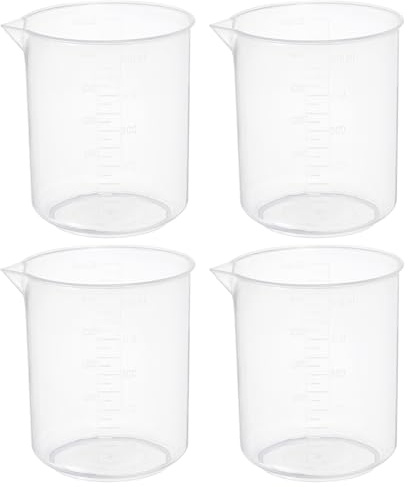 PATIKIL 500ml Measuring Cups, 4Pcs Polypropylene Beakers Graduated Measuring Pitcher Beakers with and Spout for Lab Experiments, Baking and Cooking, Transparent