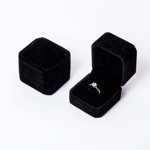 xutong Caja de Anillo de Terciopelo,embalaje de regalo, caja de regalo,caja anillo compromiso para propuesta de matrimonio, Cajas de regalo de joyas para bodas y fiestas de cumpleaños(negro)