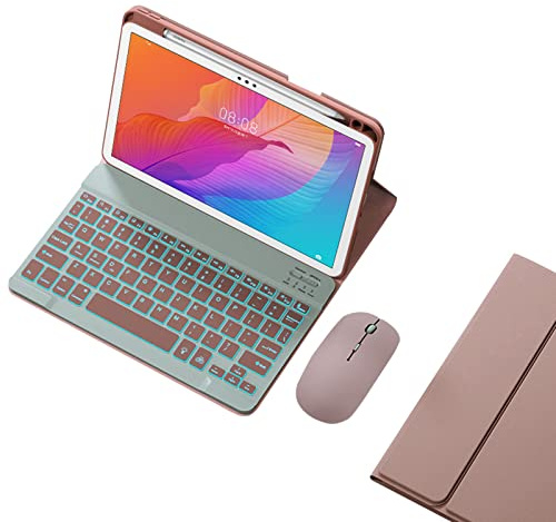 ZKAIAI Retroiluminado Teclado Funda para iPad 9,7 (6ª Gen 2018/5ª Gen 2017), iPad Air 2/1, iPad Pro 9.7, Estuche Portátil Delgado con Español Ñ Teclado Recargable y Ratón, Rosa con Retroiluminado