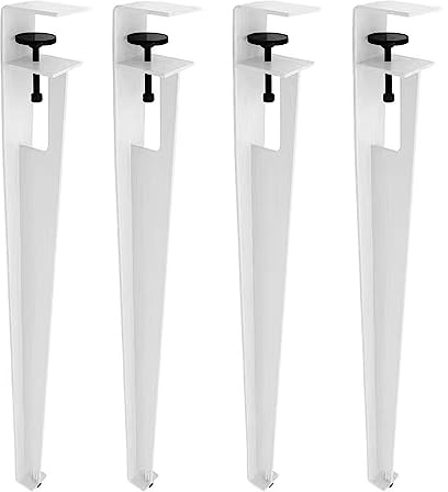 LRYELWA 4X Pieds de Serrage de Table en Métal,Pieds de Meubles Réglables en Forme de F,Pieds de Table À Clipser en Fer,pour Table À Manger,Bureau,Table Basse,Conception sans Perforation (76cm,White)