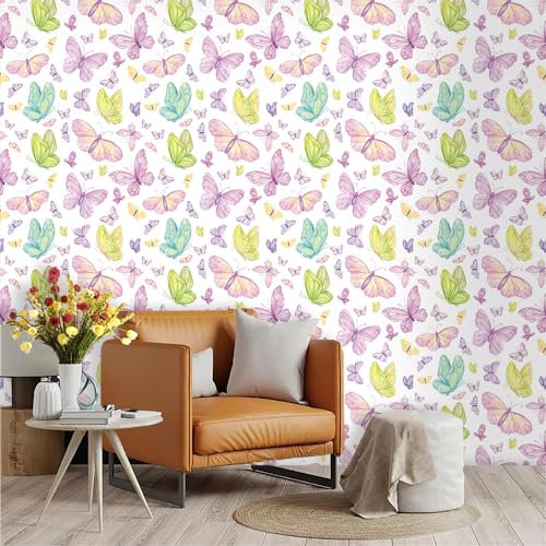 Selbstklebende Tapete Blaues Insekt Gelb Strukturtapete Wandtattoo Schlafzimmer Tapete Selbstklebend Vliestapete Wallpaper for Living Room Tapeten Leicht zu Entfernen Wandschutzfolie 45x300cm