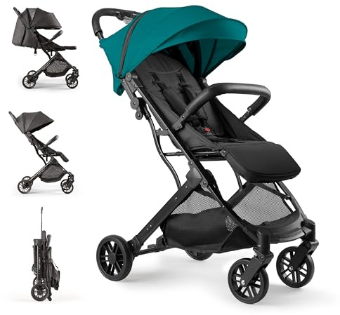 Interbaby sockervagn | kompakt barnvagn från födsel till 48 månader eller 22 kg | snabbvikknapp, stötdämpare, utbytbar XXL-konsol | Minsta barnvagn plus utrymme grön