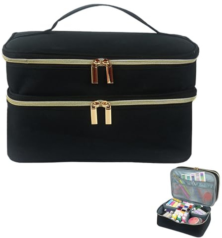 Borsa portaoggetti per Cucito Scatola da Cucito a Doppio Strato per Cestino Custodia Organizer con Grande capacità Impermeabile per Strumenti da Cucito Aghi Forbici Perni filettati 28x19x15,