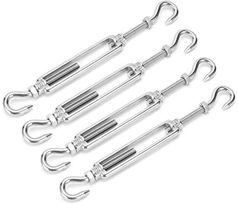 Tendeur Cable Inox, 4 Pièces Tendeurs pour Fils de Câbles, Tendeur Cable Crochet Tendeur Réglable Tendeur en Acier Inoxydable M6 Tendeur Robuste avec Conception à Double Crochet