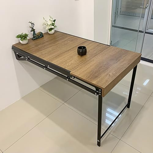 Valdoza Wandmontierter Klapptisch, Wandklapptisch, Wandtisch Klappbar Multifunktional Wandklapptisch Holz 122x63.5x74cm(48x25x29in) Platzsparender Esszimmertische Küchentisch Esstisch(Brown)