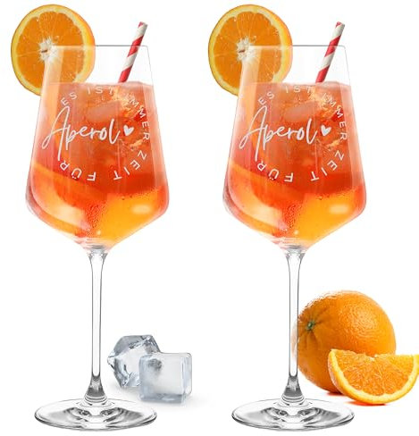 Gravur-Max Aperol Glas 2er Set 560 ml „Es ist immer Zeit für Aperol“ – Graviertes Leonardo Puccini Weinglas – Handgefertigt in Deutschland, spülmaschinenfest – Geschenk für Aperol-Fans MA-0101086-2G